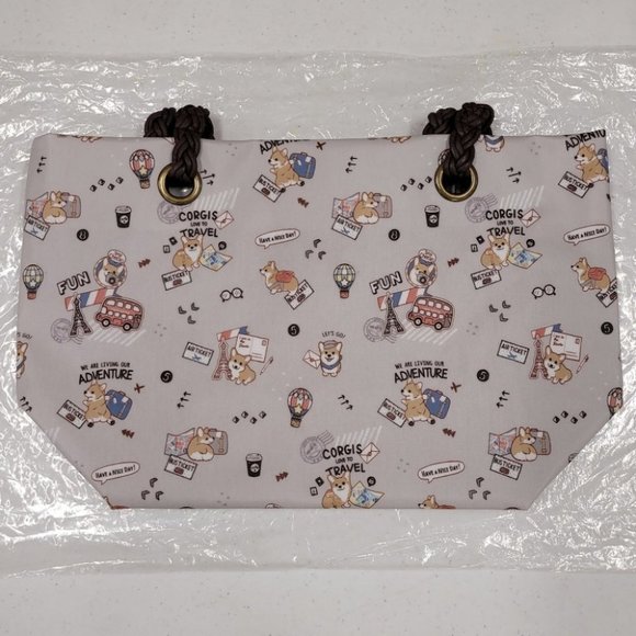 Waterproof Corgi Woven Tote Shoulder Bag - Picture 6 of 13